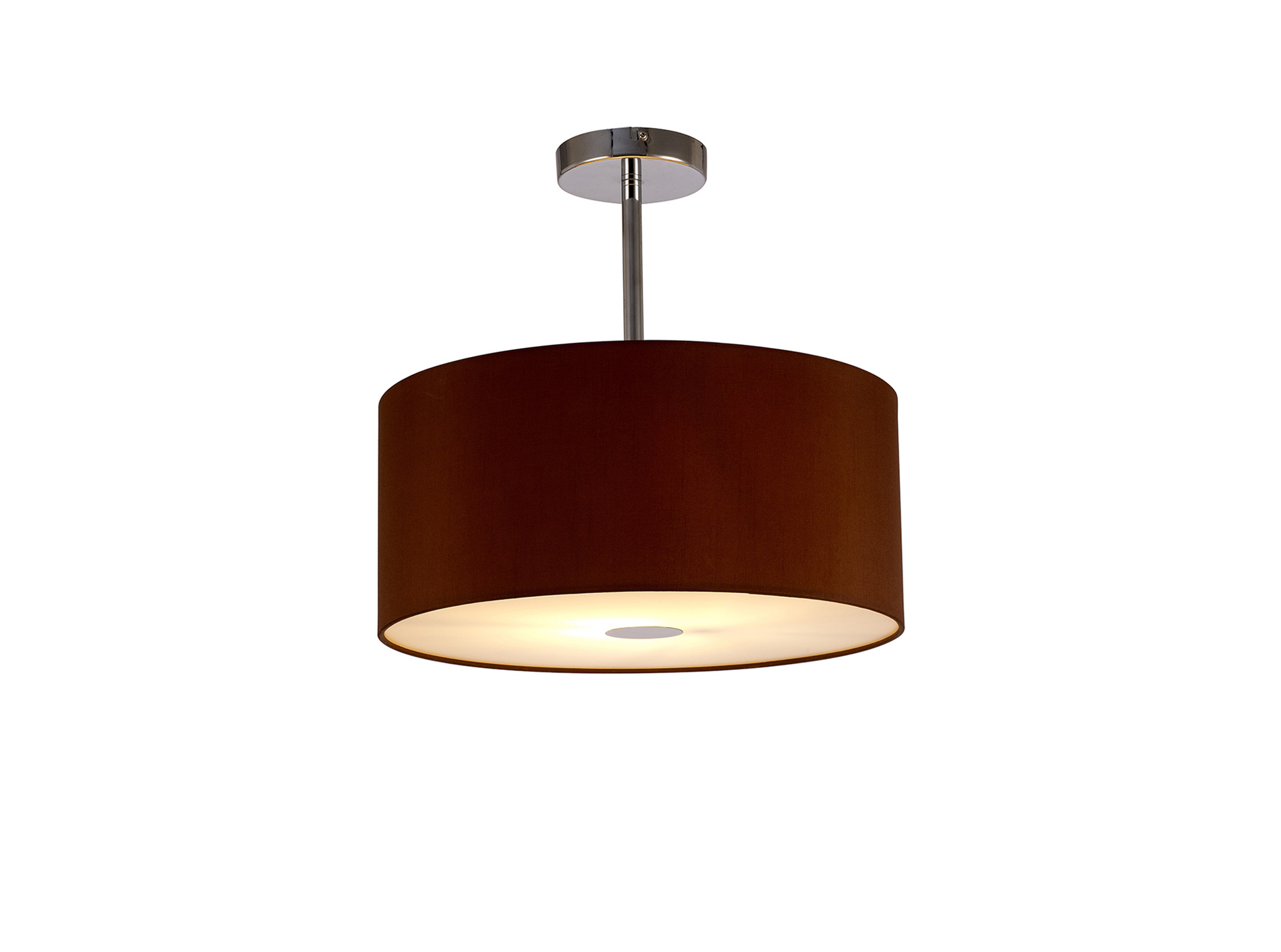 Baymont 40cm Semi Flush 1 Light Polished Chrome, Raw Cocoa/Grecian Bronze, Frosted Diffuser